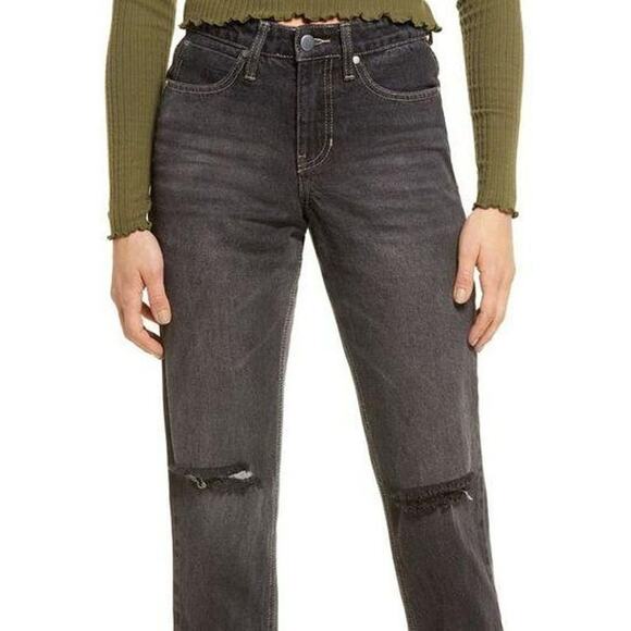 BP Ripped Knee Raw Hem Distressed Zip Fly Denim Jeans Sz 30 in Vintage Black NWT - Picture 4 of 7